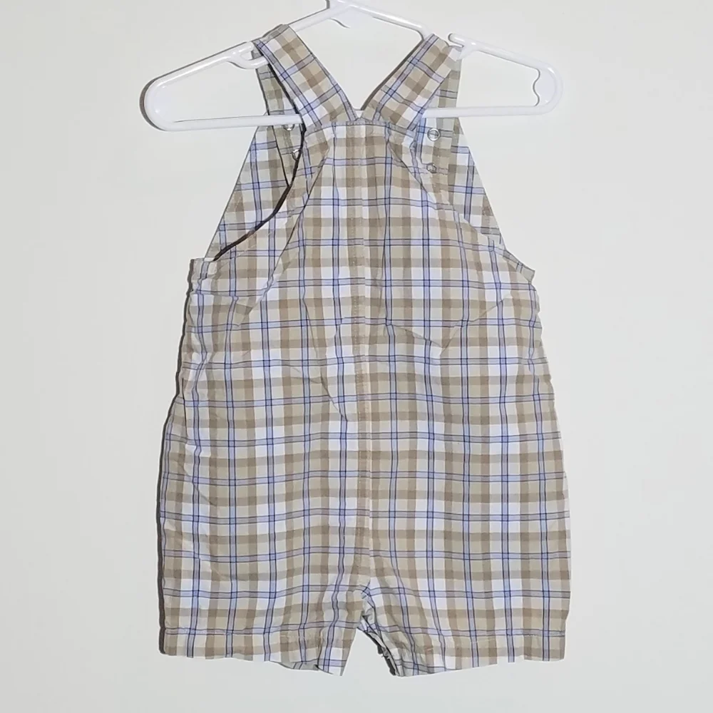 Carter's Monkey Plaid Shortall Overall Bibs 18m
